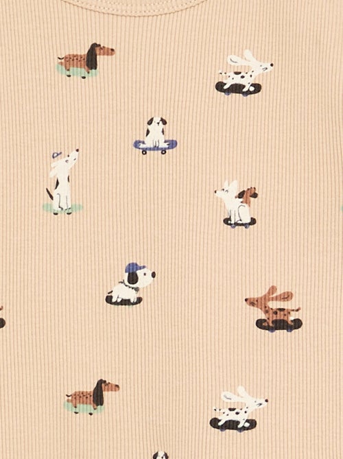 Pijama de 2 peças em canelado estampado - Kiabi