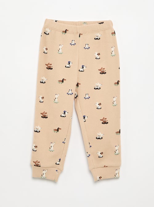 Pijama de 2 peças em canelado estampado - Kiabi