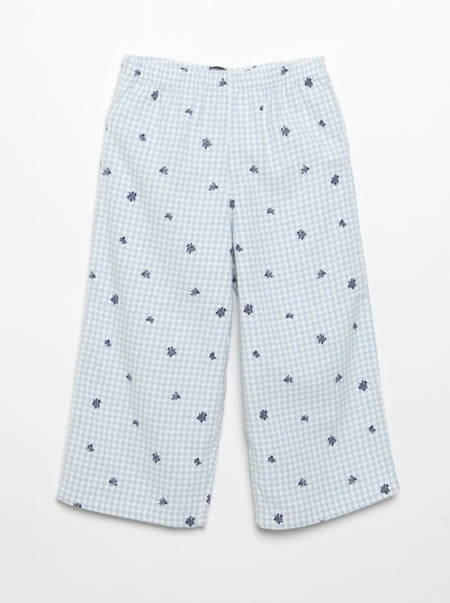 Pijama de 2 peças em flanela - Parte de cima abotoada + calças - Kiabi