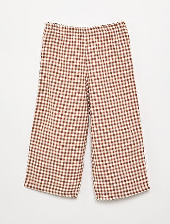 Pijama de 2 peças em flanela - Parte de cima abotoada + calças