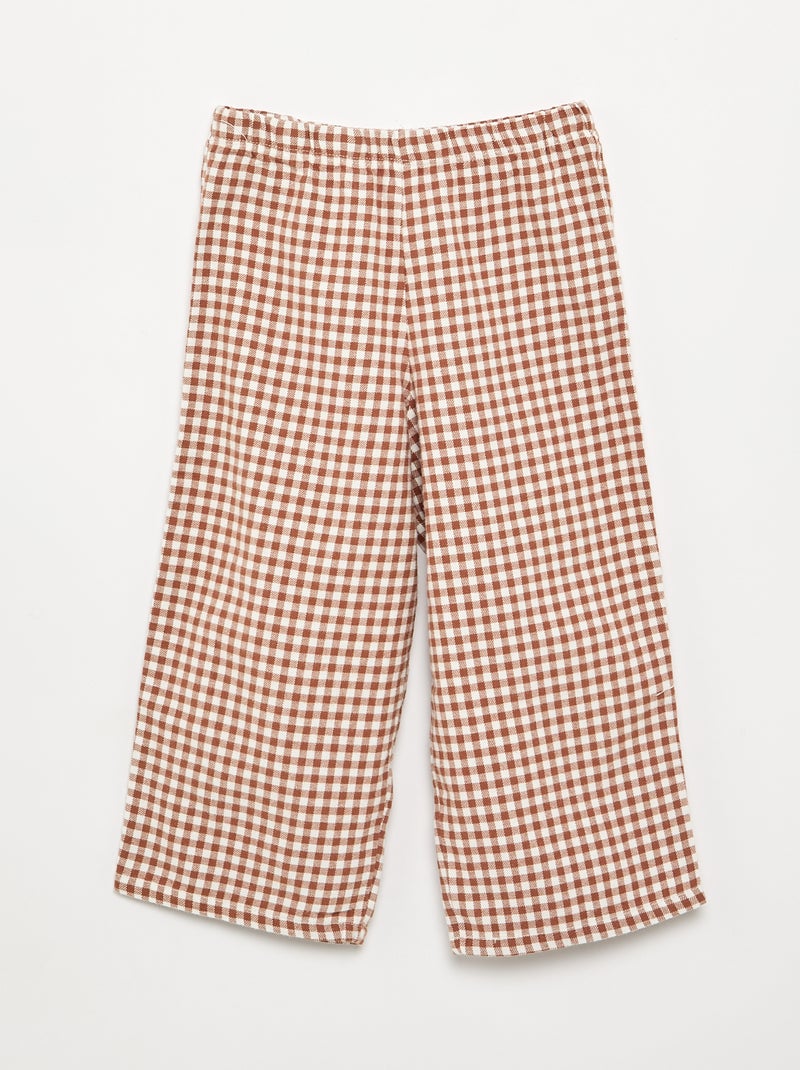 Pijama de 2 peças em flanela - Parte de cima abotoada + calças Castanho - Kiabi