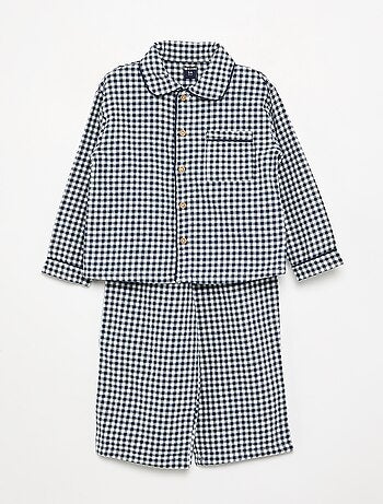 Pijama de 2 peças em flanela - Parte de cima abotoada + calças