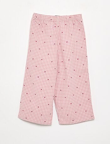 Pijama de 2 peças em flanela - Parte de cima abotoada + calças