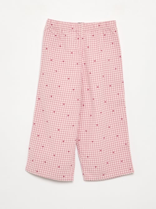Pijama de 2 peças em flanela - Parte de cima abotoada + calças - Kiabi