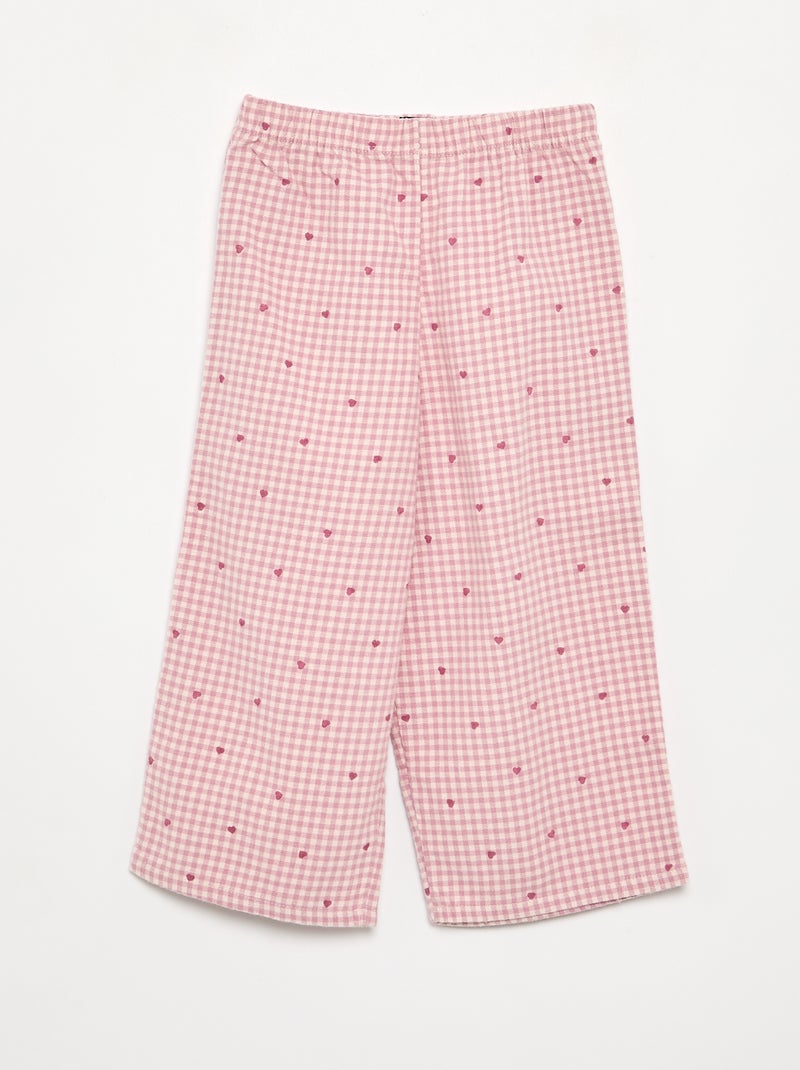 Pijama de 2 peças em flanela - Parte de cima abotoada + calças Rosa - Kiabi
