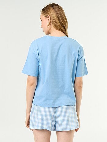 Pijama de 2 peças em jérsei de algodão - T-shirt + calções