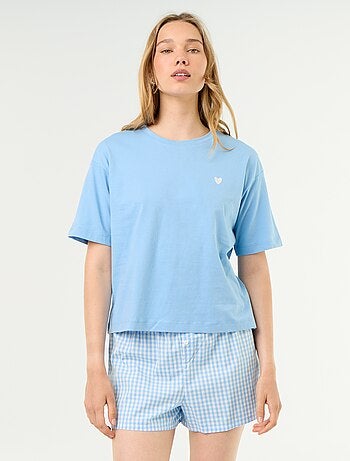 Pijama de 2 peças em jérsei de algodão - T-shirt + calções