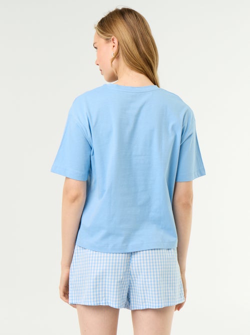Pijama de 2 peças em jérsei de algodão - T-shirt + calções - Kiabi Pijama de 2 peças em jérsei de algodão - T-shirt + calções - Kiabi