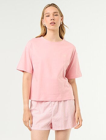 Pijama de 2 peças em jérsei de algodão - T-shirt + calções