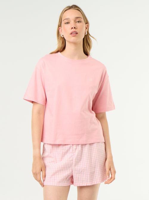 Pijama de 2 peças em jérsei de algodão - T-shirt + calções - Kiabi