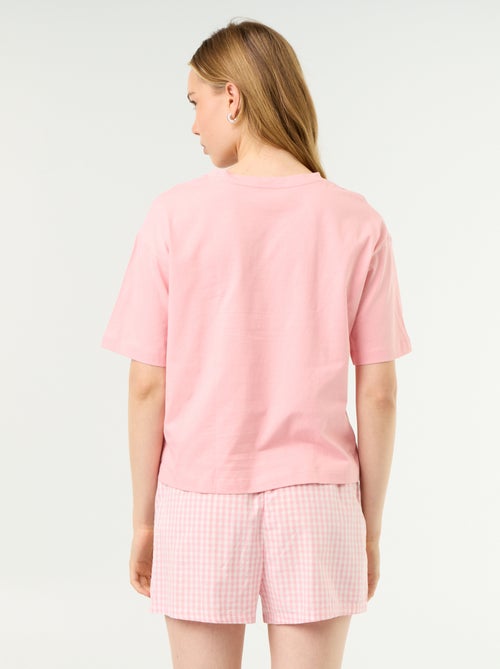Pijama de 2 peças em jérsei de algodão - T-shirt + calções - Kiabi