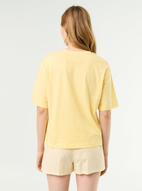 Pijama de 2 peças em jersey de algodão - T-shirt + calções - Kiabi Pijama de 2 peças em jersey de algodão - T-shirt + calções - Kiabi