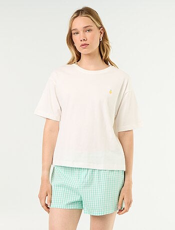 Pijama de 2 peças em jérsei de algodão - T-shirt + calções