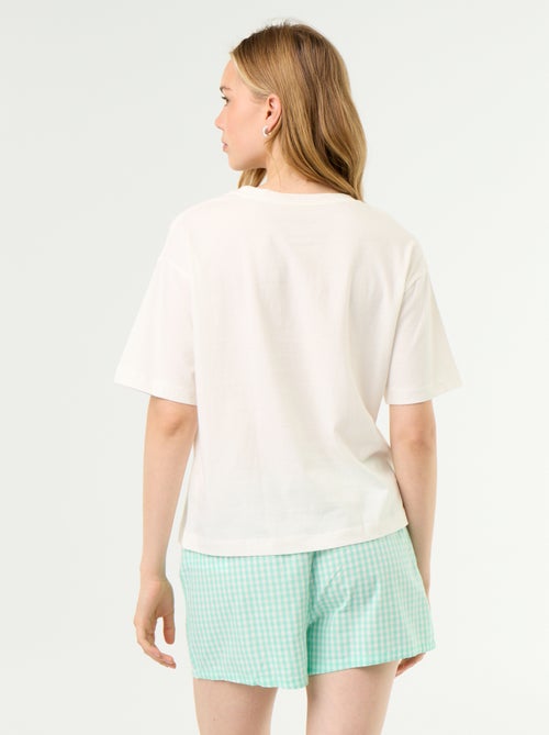 Pijama de 2 peças em jersey de algodão - T-shirt + calções - Kiabi Pijama de 2 peças em jersey de algodão - T-shirt + calções - Kiabi