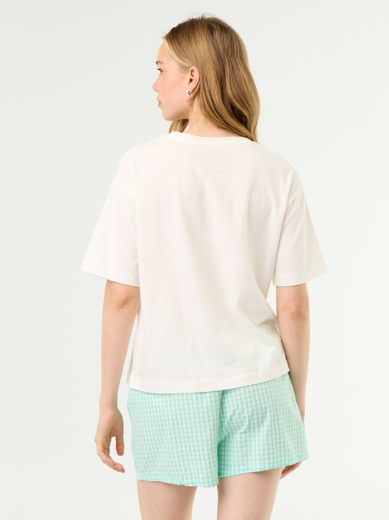 Pijama de 2 peças em jersey de algodão - T-shirt + calções Branco - Kiabi