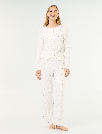 Pijama de 2 peças em malha pointelle - Cardigan + calças