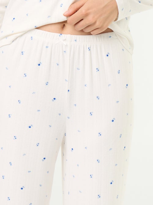 Pijama de 2 peças em malha pointelle - Cardigan + calças - Kiabi Pijama de 2 peças em malha pointelle - Cardigan + calças - Kiabi