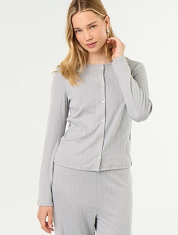 Pijama de 2 peças em malha pointelle - Cardigan + calças