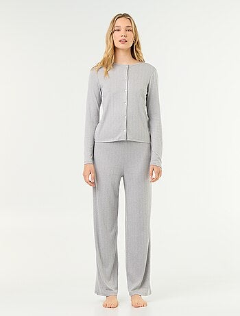 Pijama de 2 peças em malha pointelle - Cardigan + calças