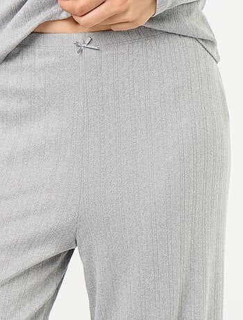Pijama de 2 peças em malha pointelle - Cardigan + calças