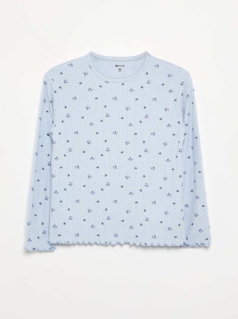 Pijama de 2 peças em malha pointelle Azul - Kiabi