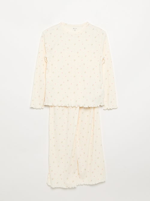 Pijama de 2 peças em malha pointelle - Kiabi