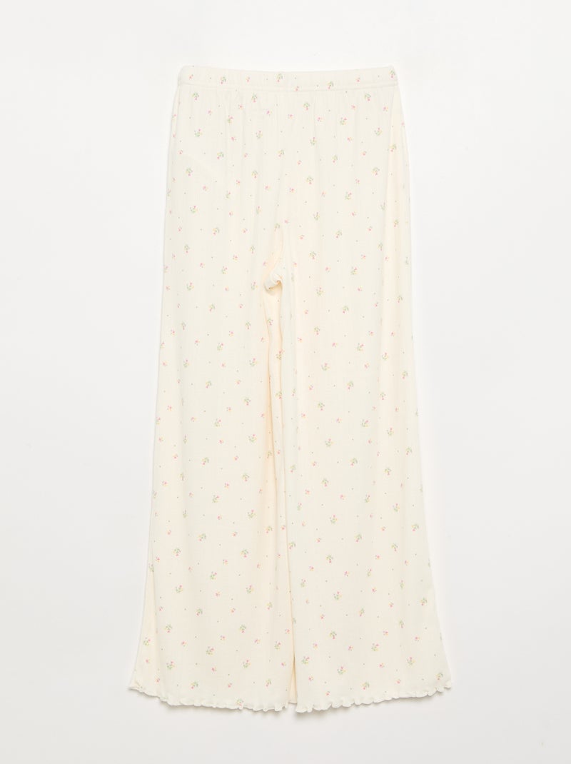 Pijama de 2 peças em malha pointelle Bege - Kiabi