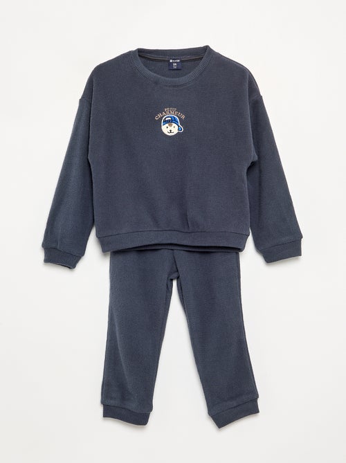 Pijama de 2 peças em malha waffle - Camisola + calças - Kiabi