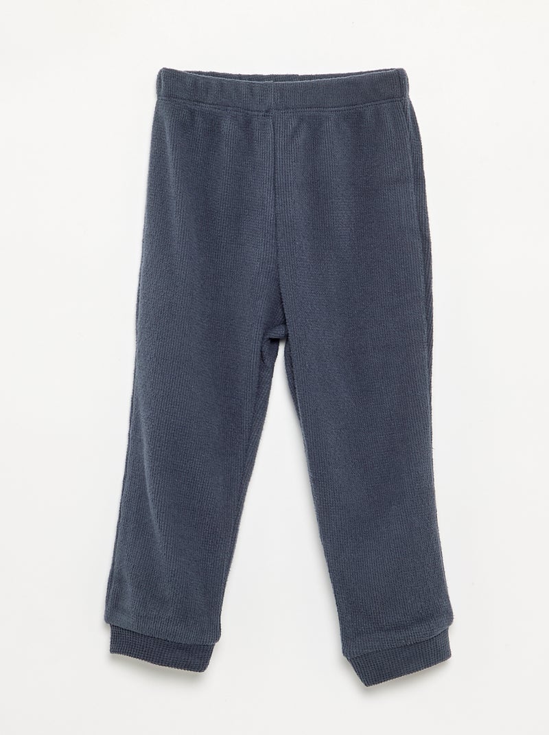 Pijama de 2 peças em malha waffle - Camisola + calças Azul - Kiabi