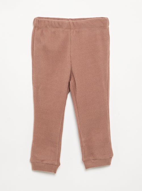 Pijama de 2 peças em malha waffle - Camisola + calças - Kiabi