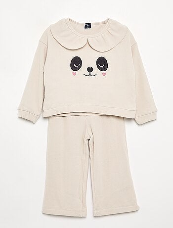 Pijama de 2 peças em malha waffle - Camisola + calças