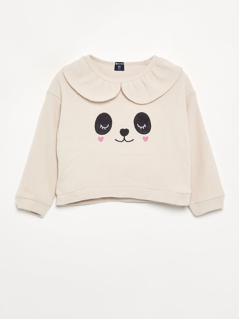 Pijama de 2 peças em malha waffle - Camisola + calças Cru - Kiabi