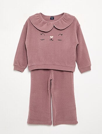 Pijama de 2 peças em malha waffle - Camisola + calças