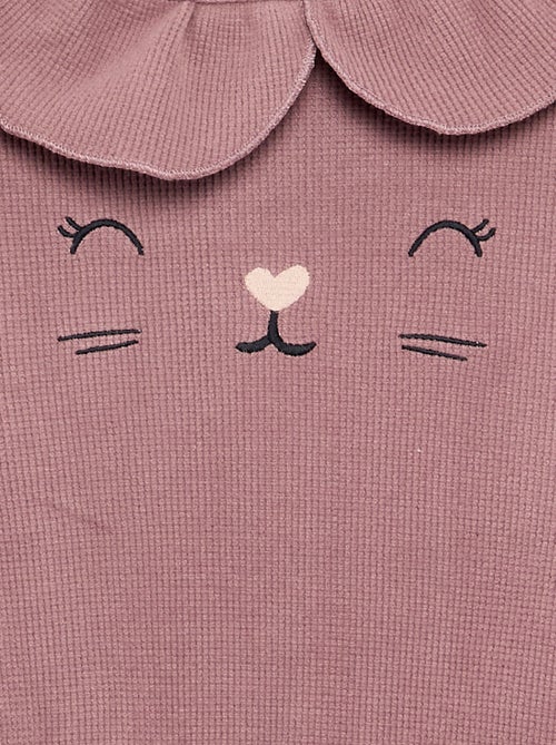 Pijama de 2 peças em malha waffle - Camisola + calças - Kiabi