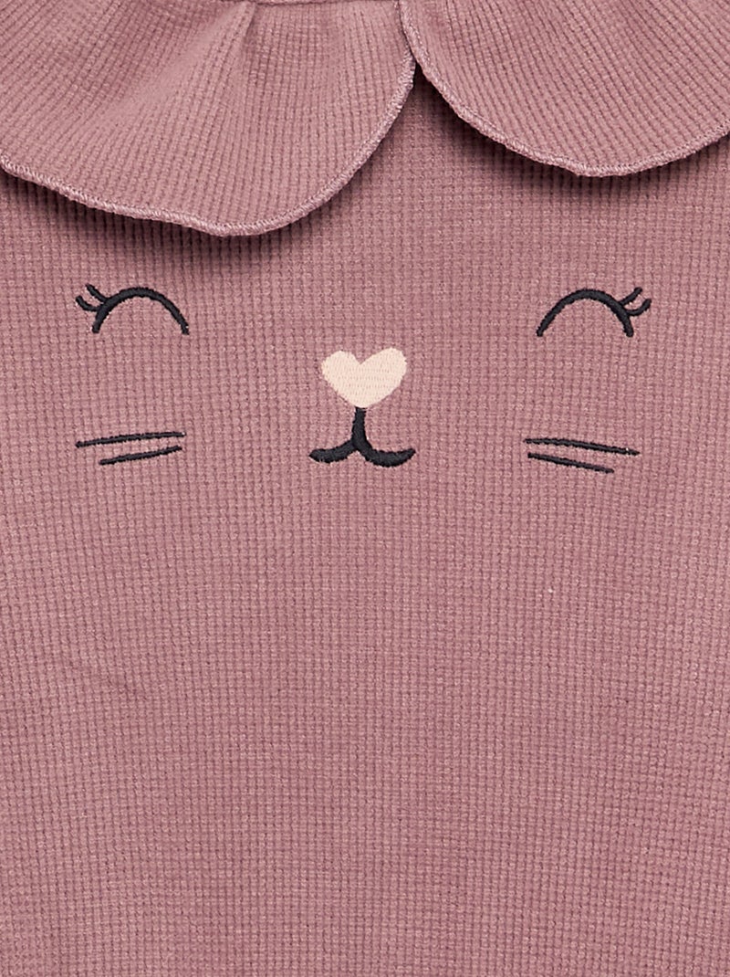 Pijama de 2 peças em malha waffle - Camisola + calças Rosa velho - Kiabi