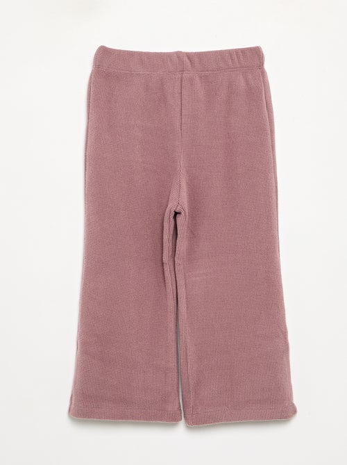 Pijama de 2 peças em malha waffle - Camisola + calças - Kiabi