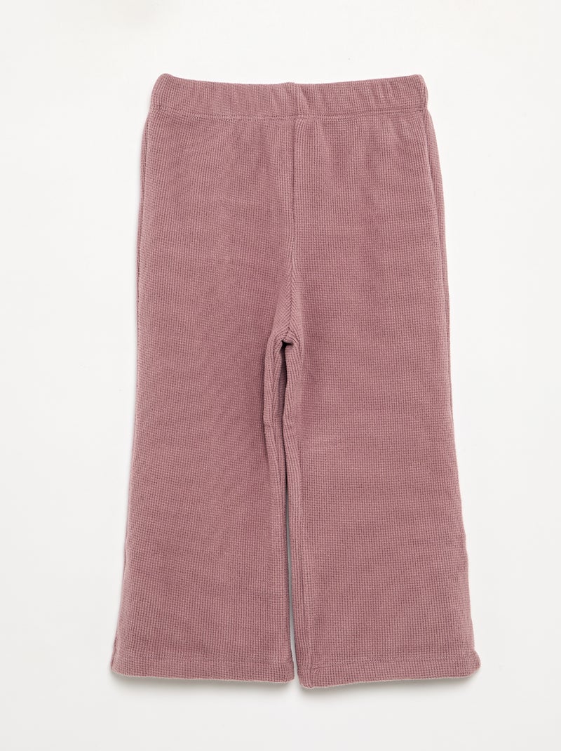 Pijama de 2 peças em malha waffle - Camisola + calças Rosa velho - Kiabi