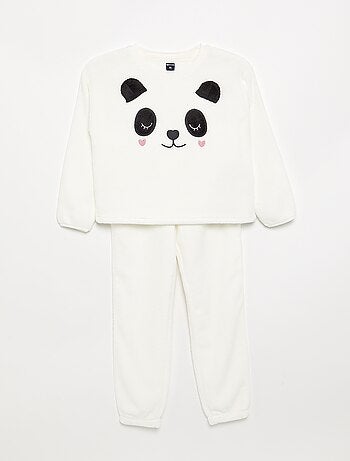 Pijama de 2 peças em polar coral - Camisola + calças