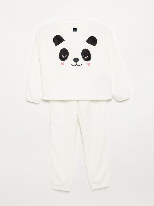 Pijama de 2 peças em polar coral - Camisola + calças - Kiabi