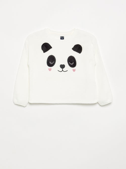 Pijama de 2 peças em polar coral - Camisola + calças - Kiabi