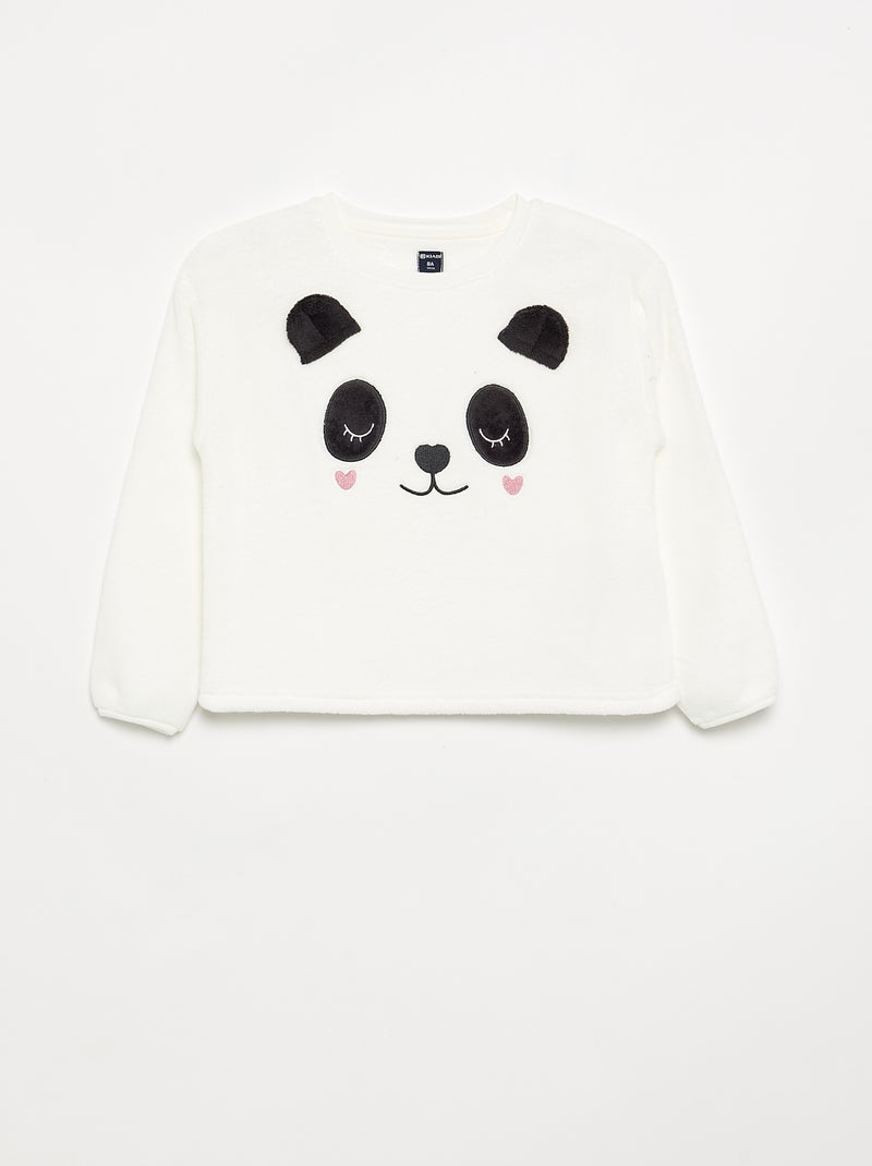Pijama de 2 peças em polar coral - Camisola + calças Branco - Kiabi