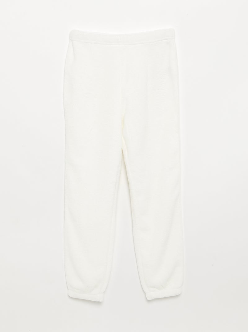 Pijama de 2 peças em polar coral - Camisola + calças Branco - Kiabi