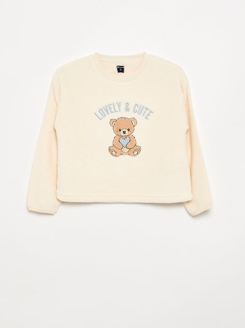 Pijama de 2 peças em polar coral - Camisola + calças - Kiabi