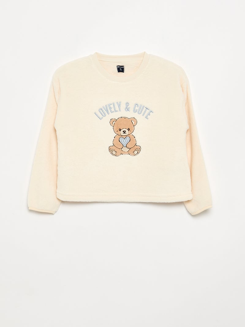 Pijama de 2 peças em polar coral - Camisola + calças Rosa - Kiabi