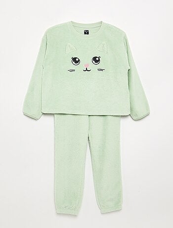 Pijama de 2 peças em polar coral - Camisola + calças