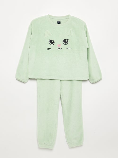 Pijama de 2 peças em polar coral - Camisola + calças - Kiabi