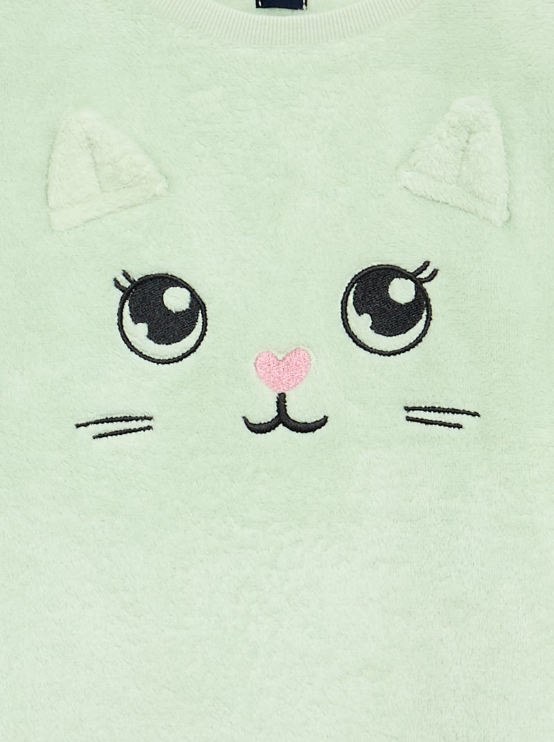 Pijama de 2 peças em polar coral - Camisola + calças Verde - Kiabi