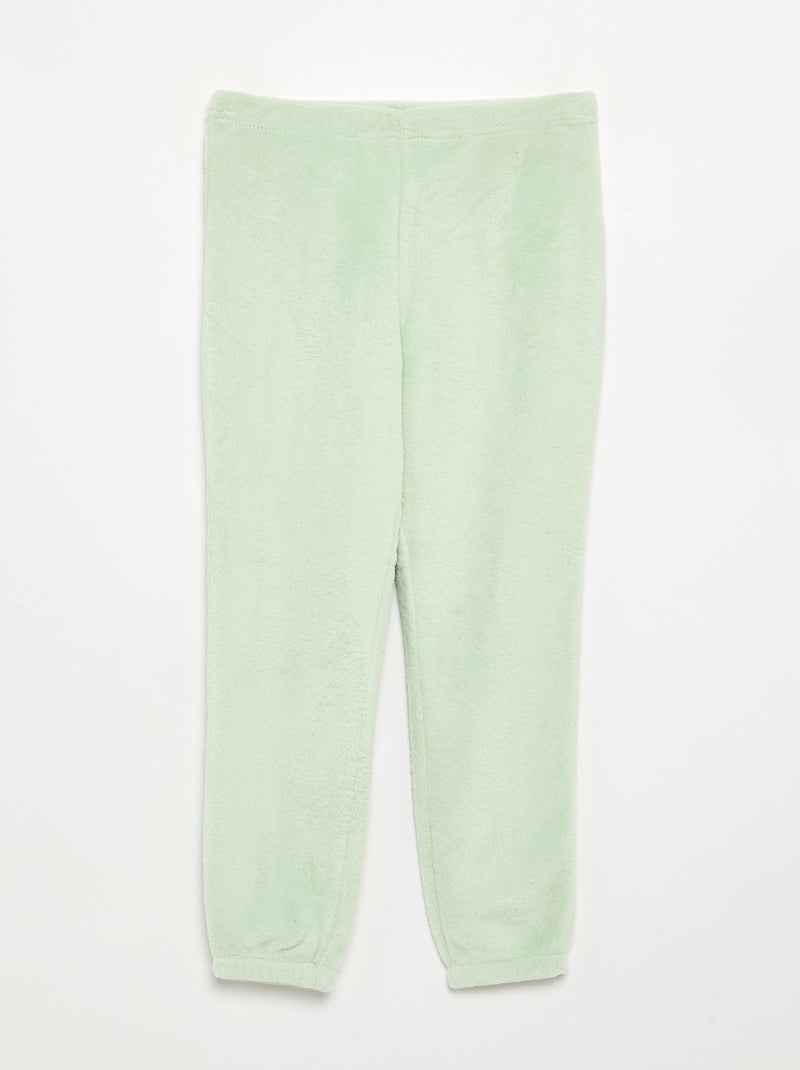 Pijama de 2 peças em polar coral - Camisola + calças Verde - Kiabi