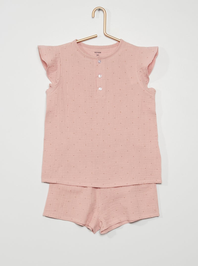 Pijama de 2 peças em tecido de gaze dupla de algodão VIOLETA - Kiabi