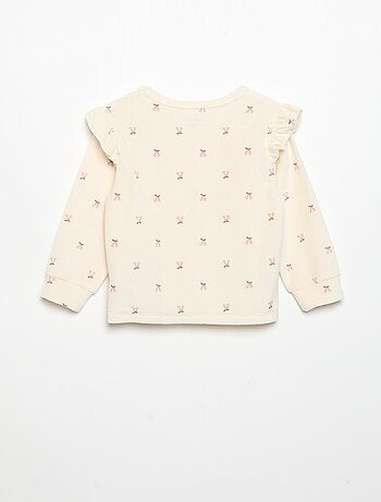 Pijama de 2 peças em veludo - Camisola com folhos nas cavas + calças